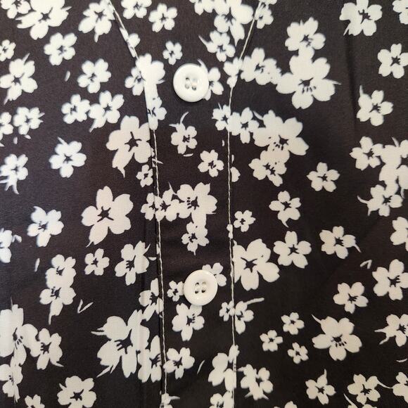 ZOLUCKY Black White Floral SS V Neck Neutral Classic Maxi Dress Cottage Women 2X - Picture 8 of 12